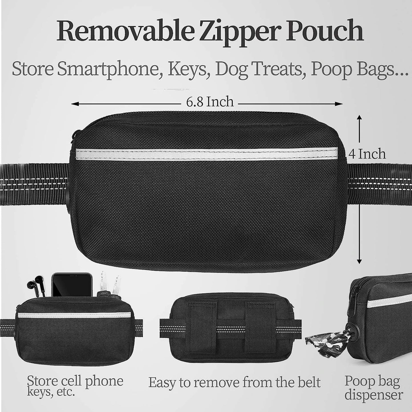 Walk Free™ Hands-Free Dog Leash with Zipper Pouch